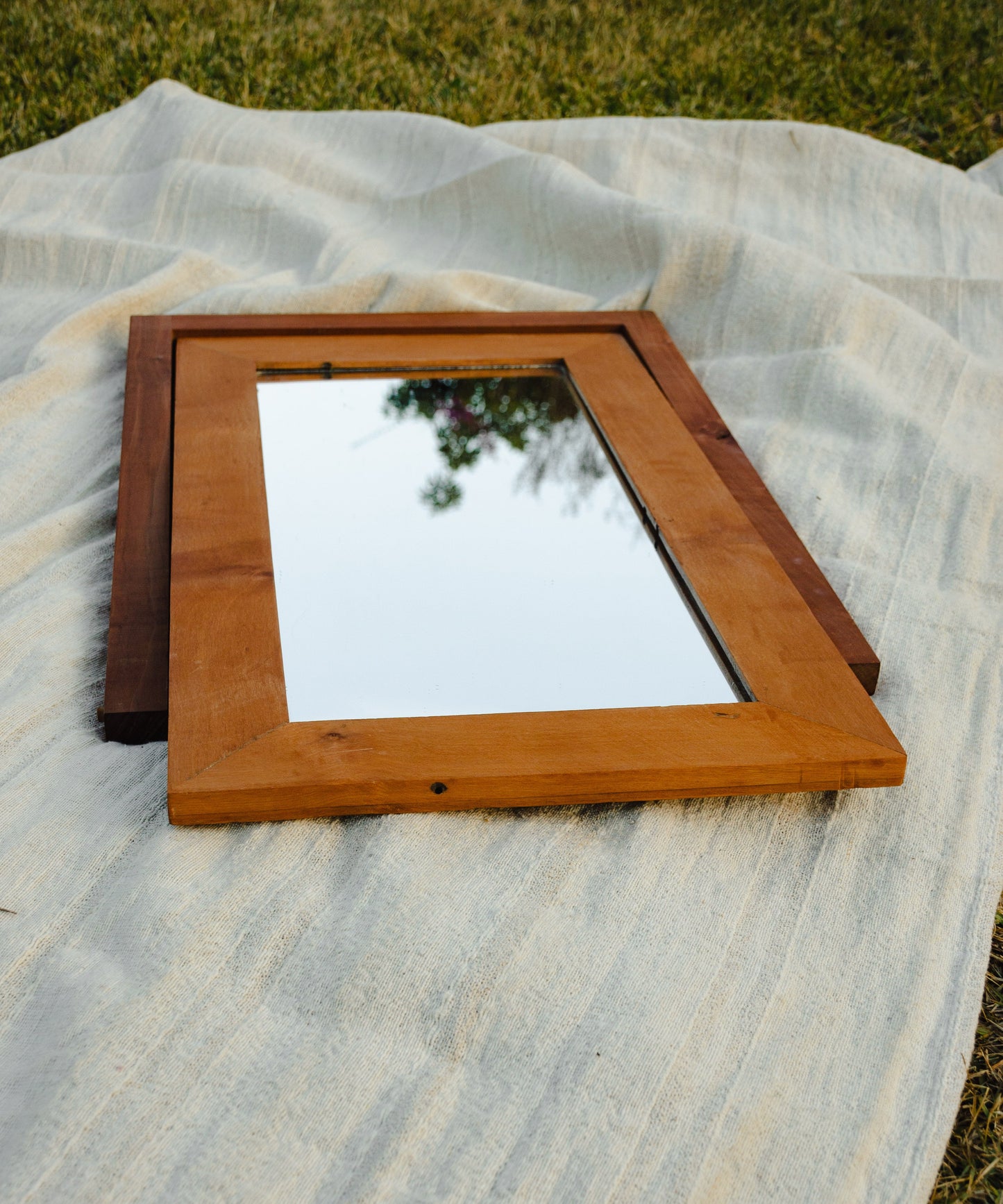 Espejo abanico de madera